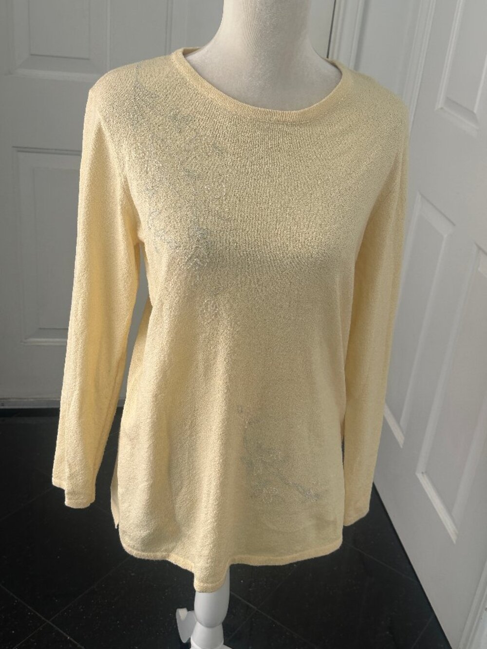 Vintage BICÉ Yellow Beaded Floral Tunic Sweater S